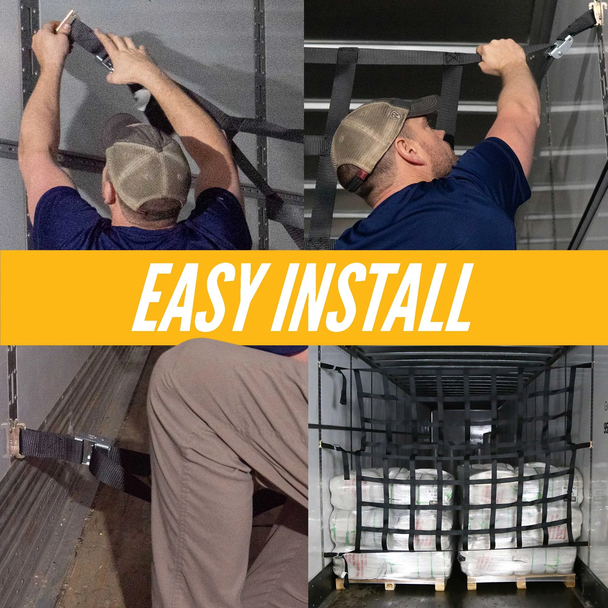 82" x 82" Heavy Duty Cargo Net with Cam Buckles and E-Track Fittings