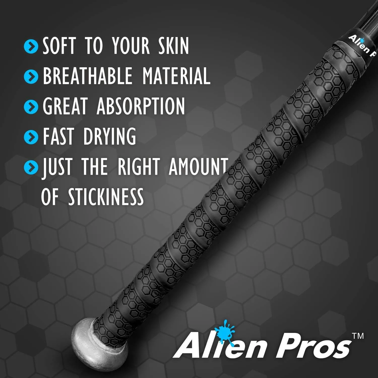 ALIEN PROS Bat Grip Tape for Baseball 1.1 MM (2 Pack) - Precut and Pro Quality Bat Tape - Wrap Your Bat for an Epic Home Run - Replacement for Old Baseball bat Grip