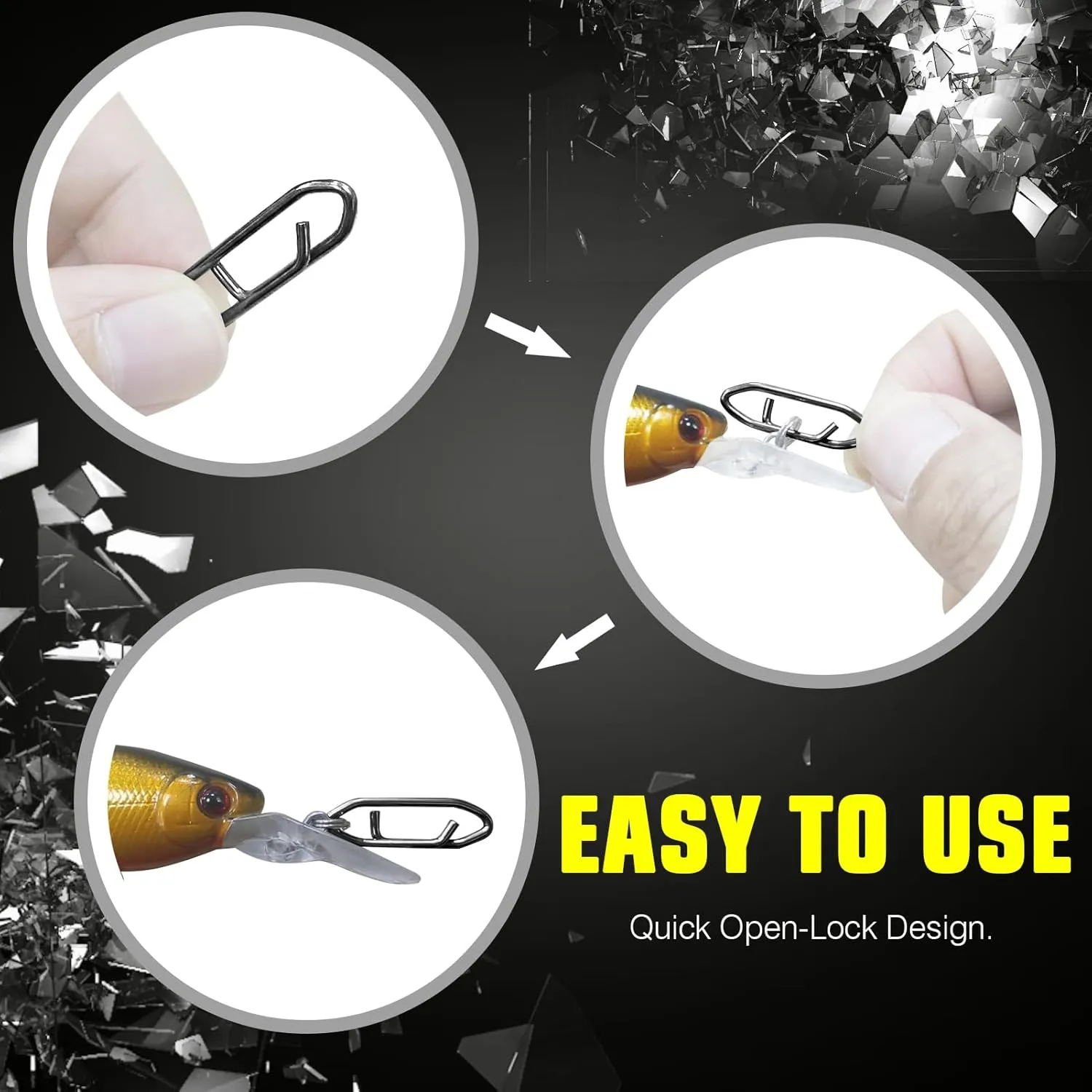 AMYSPORTS High Strength Fishing Snap Saltwater Stainless Connector Snaps Swivels Tackle Steel Power Fishing Clip Lure Quick Change Black Nickel