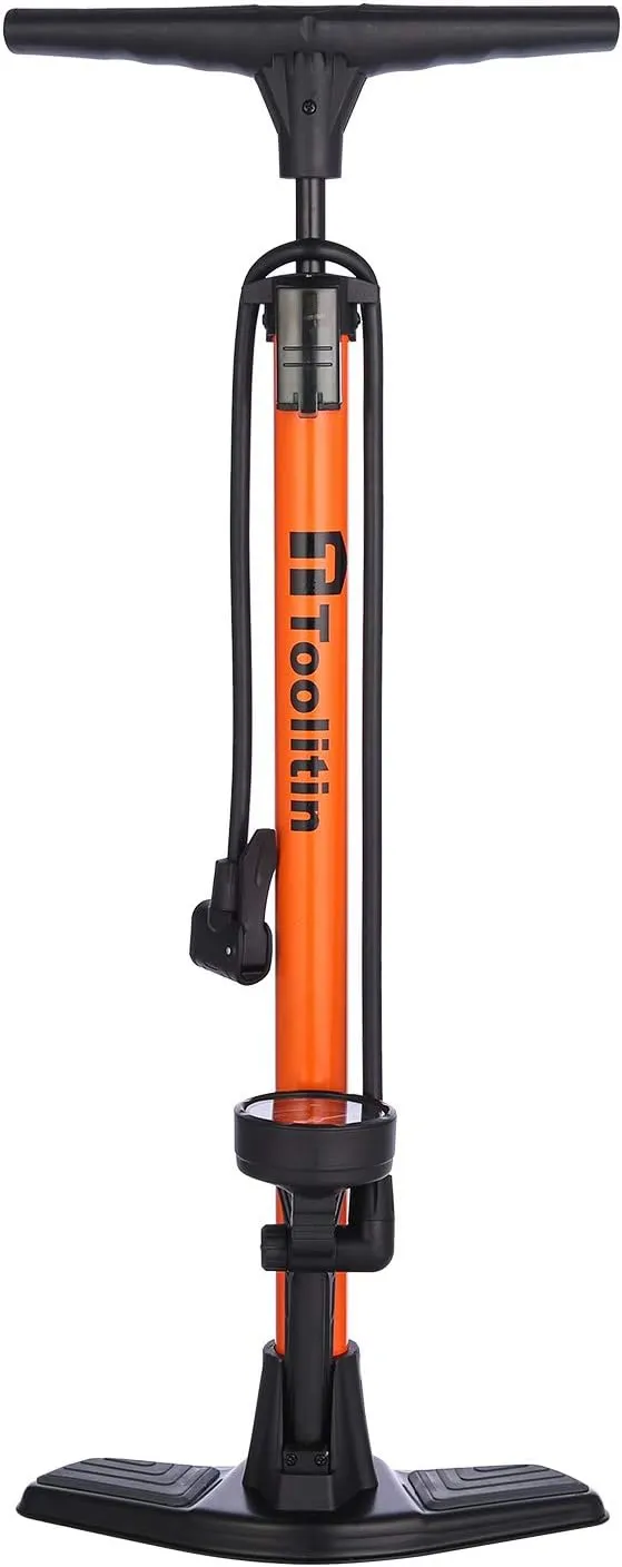 Bike Pump with Gauge,High Pressure,Floor Bicycle Pump Compatible with Presta and Schrader Valve,Bike Tire Pump for Road Bike,MTB,Hybrid,Balls