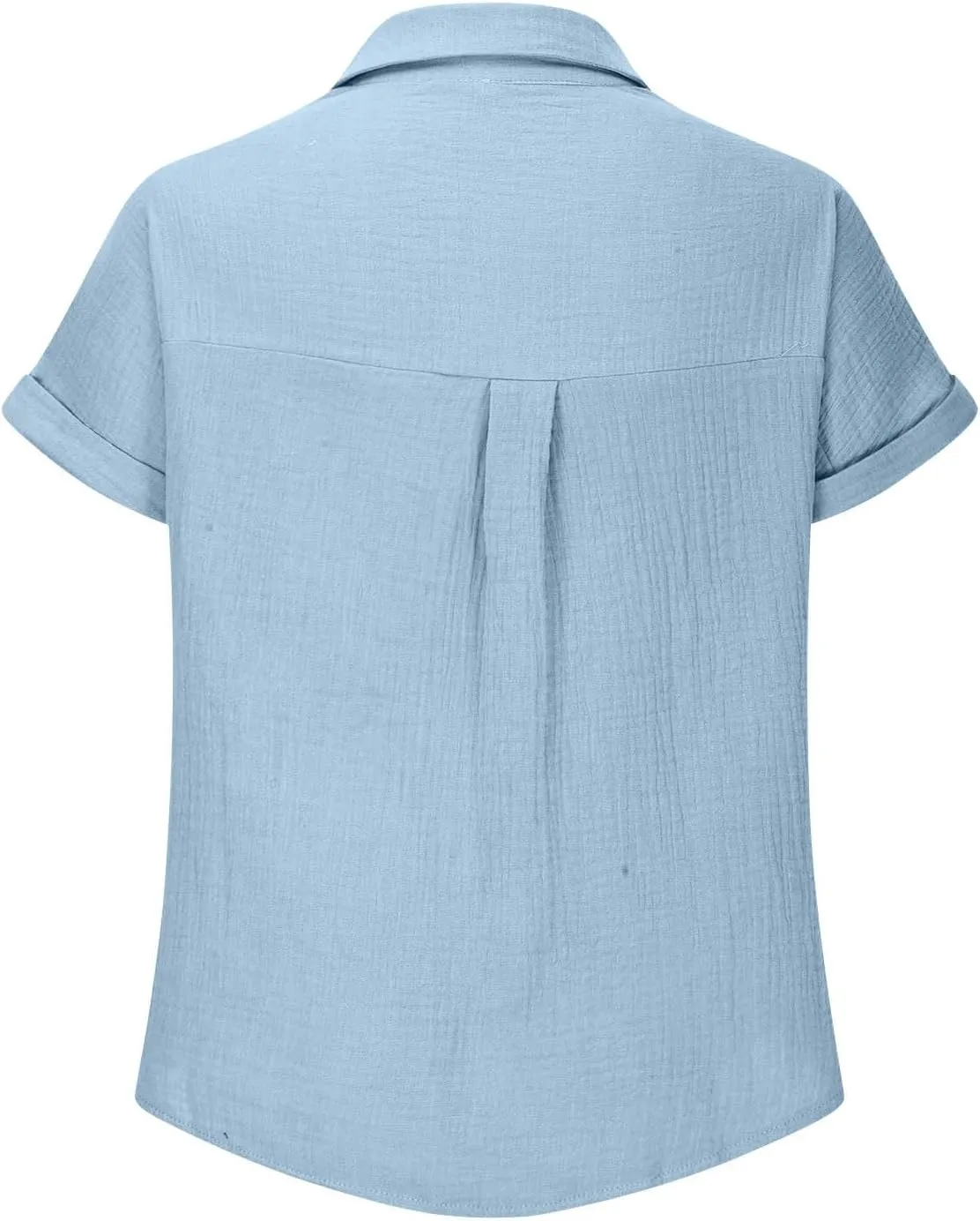 Button Down Shirts for Women Short Sleeve Shirt 2025 Summer Wrinkled V Neck T Shirt Tops Home Beach Blouse with Pocket