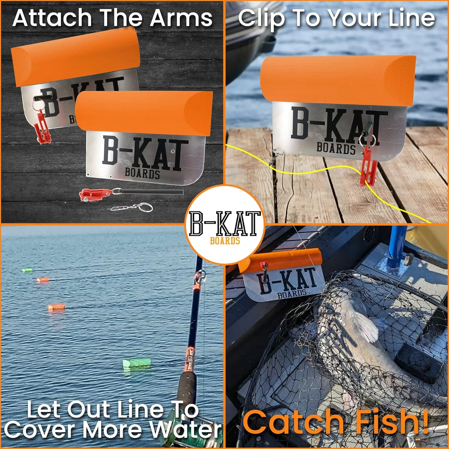 Catfishing Planer Boards, Reversible Side Planer, for Trolling, Dragging, Anchor Boat Fishing, Set of 2 Boards, Made in The USA