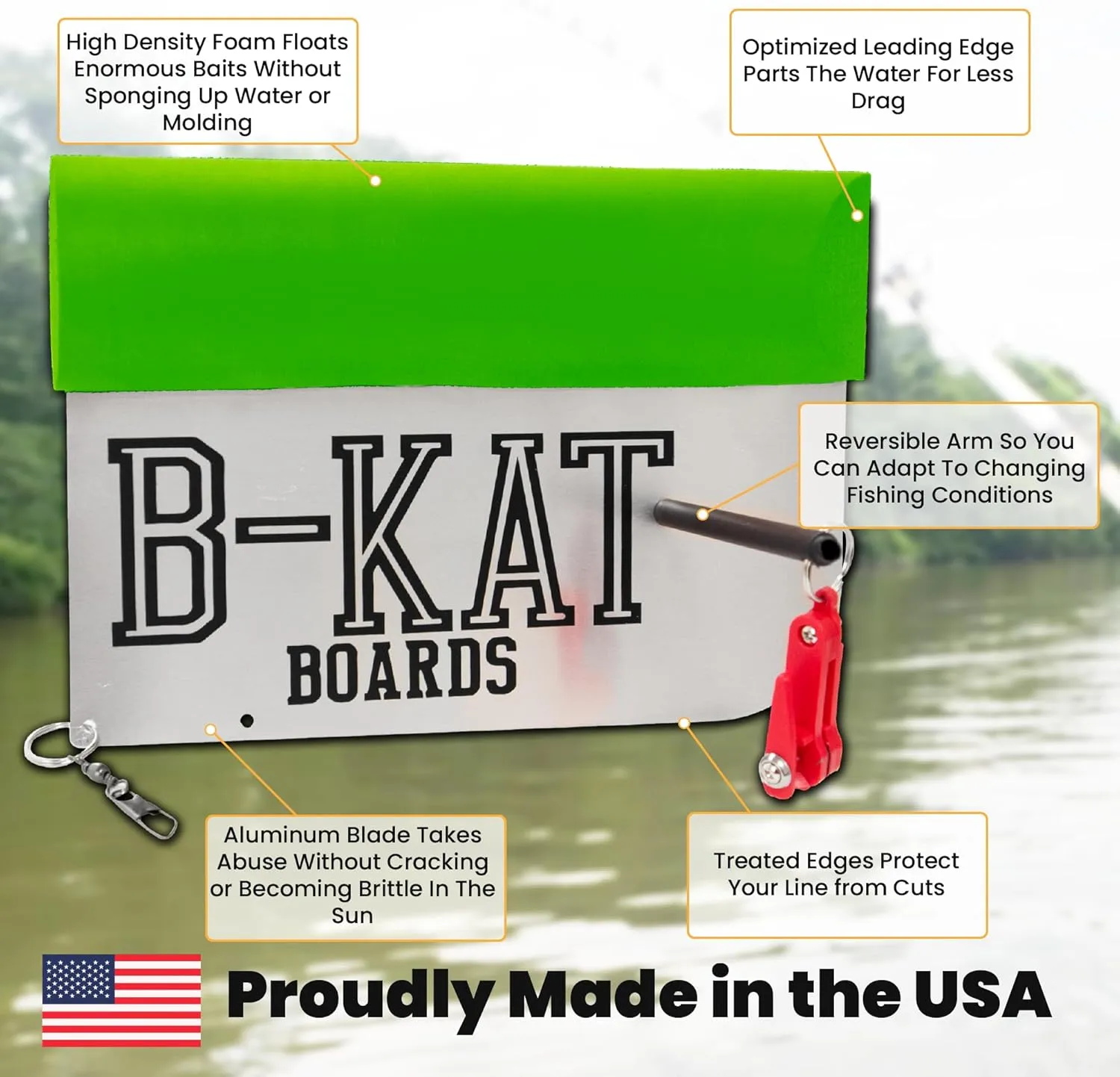 Catfishing Planer Boards, Reversible Side Planer, for Trolling, Dragging, Anchor Boat Fishing, Set of 2 Boards, Made in The USA