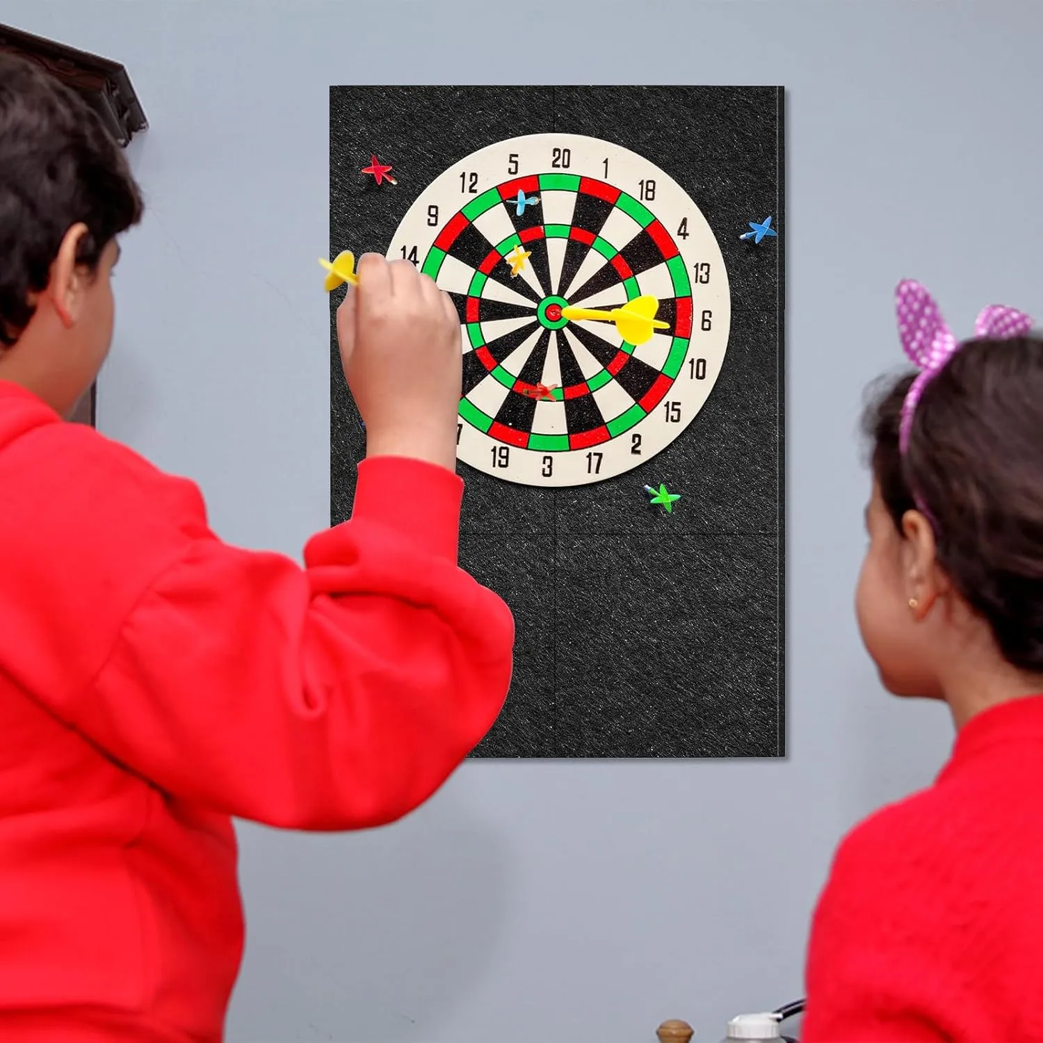 Dart Board Wall Protector Self-Adhesive Wall Surround Board Dart Board Black Felt Wall Tiles Cork Dart Board Backer Cork Board Felt Dartboard Wall Protection
