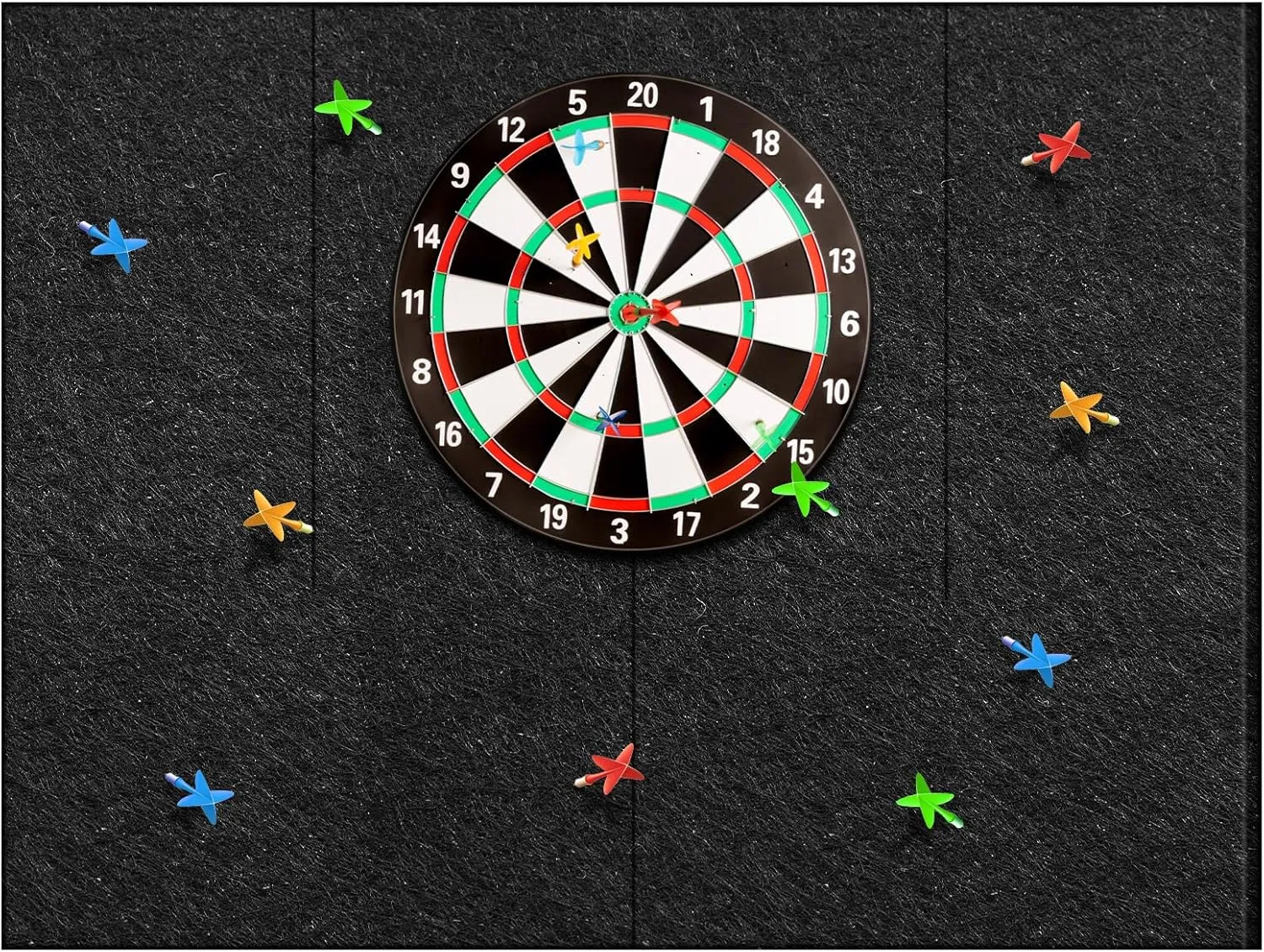 Extended Length Dart Board Wall Protectors for Professional Darts, 47'' x 35'' x 0.5 Thick Dartboard Surround Backing Felt Wall with Removable Adhesive Tabs