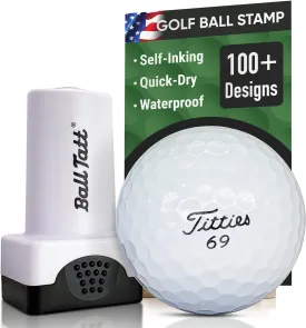 Golf Ball Stamp - Self-Inking Marker - Quick-Dry Permanent Marking Tool, No Leaks or Refills, Reusable & Waterproof Golfing Stamper - Ideal Gift for Golfers, Dads, (Golf Humor)
