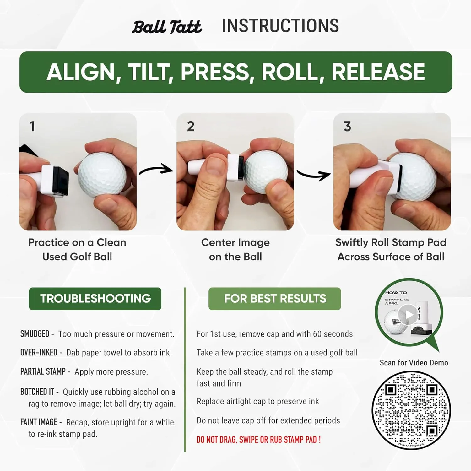 Golf Ball Stamp - Self-Inking Marker - Quick-Dry Permanent Marking Tool, No Leaks or Refills, Reusable & Waterproof Golfing Stamper - Ideal Gift for Golfers, Dads, (Golf Humor)