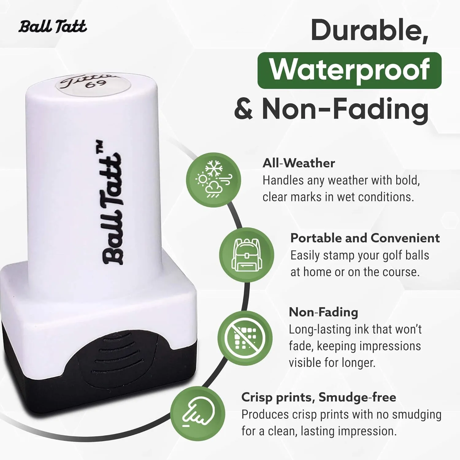 Golf Ball Stamp - Self-Inking Marker - Quick-Dry Permanent Marking Tool, No Leaks or Refills, Reusable & Waterproof Golfing Stamper - Ideal Gift for Golfers, Dads, (Golf Humor)