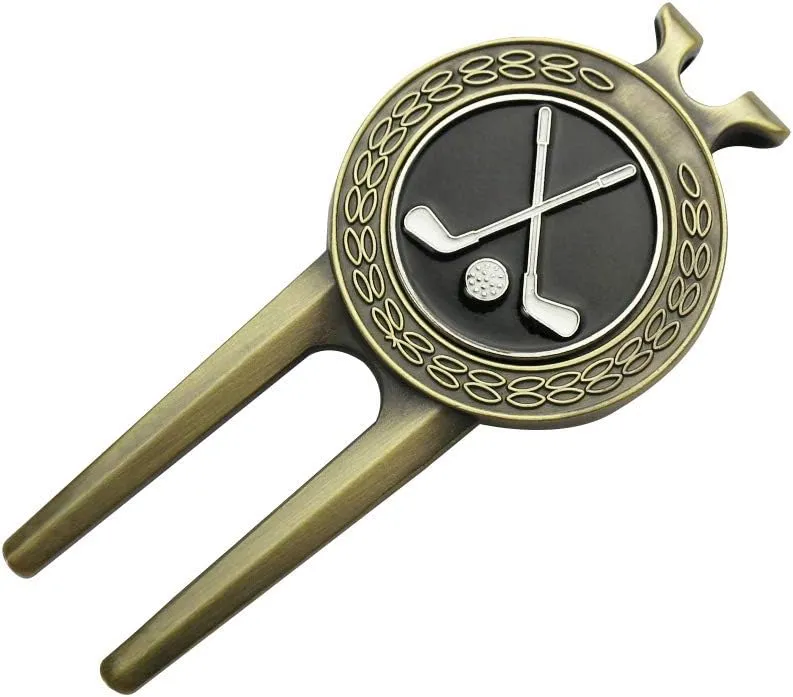 Golf Divot Repair Tool with Golf Club Skull Ball Marker Golf Gift for Golfer (Club)