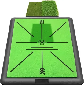 Golf Hitting Mat, Golf Mats Practice Outdoor Indoor for Swing Path Feedback Detection Batting, 16"x12" Artificial Dual Turf Golf Mat with Tees for Training, Driving, Chipping