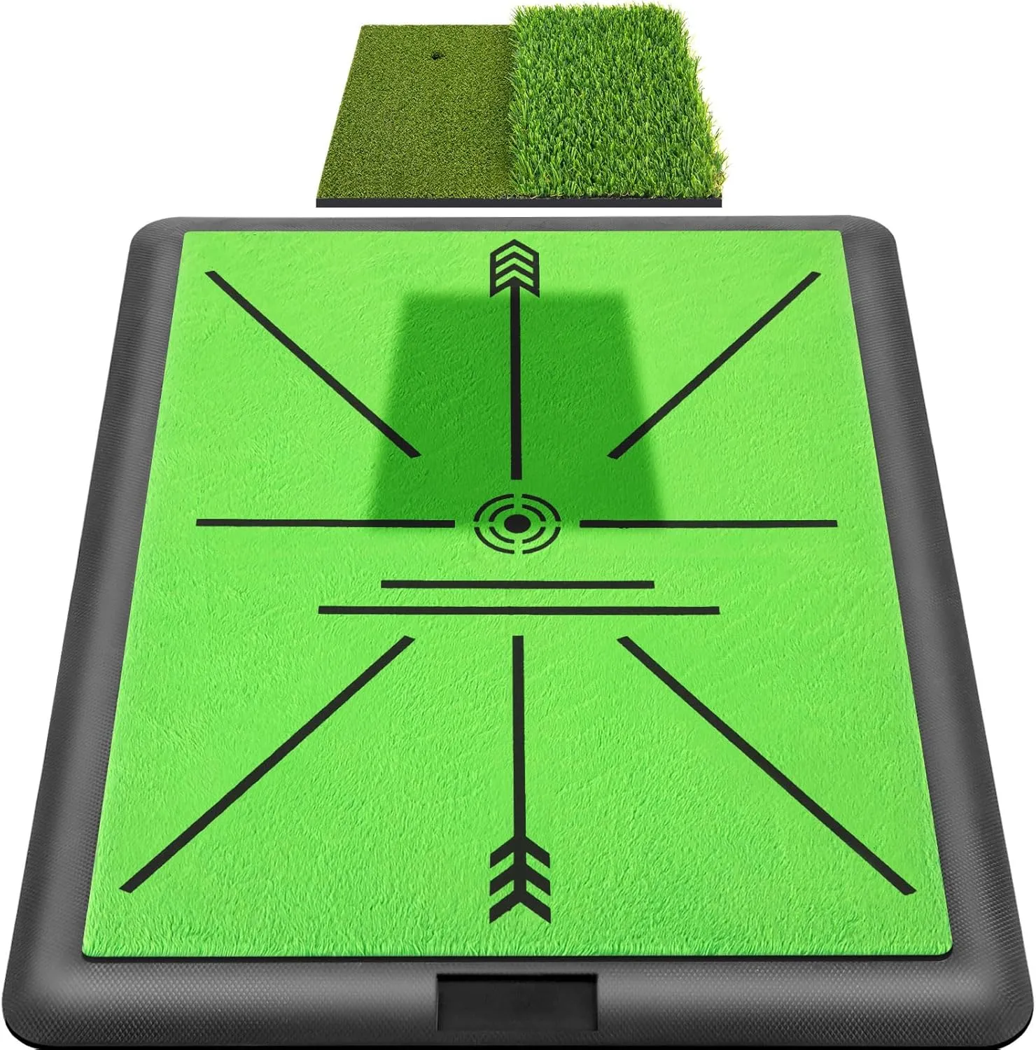 Golf Hitting Mat, Golf Mats Practice Outdoor Indoor for Swing Path Feedback Detection Batting, 16"x12" Artificial Dual Turf Golf Mat with Tees for Training, Driving, Chipping