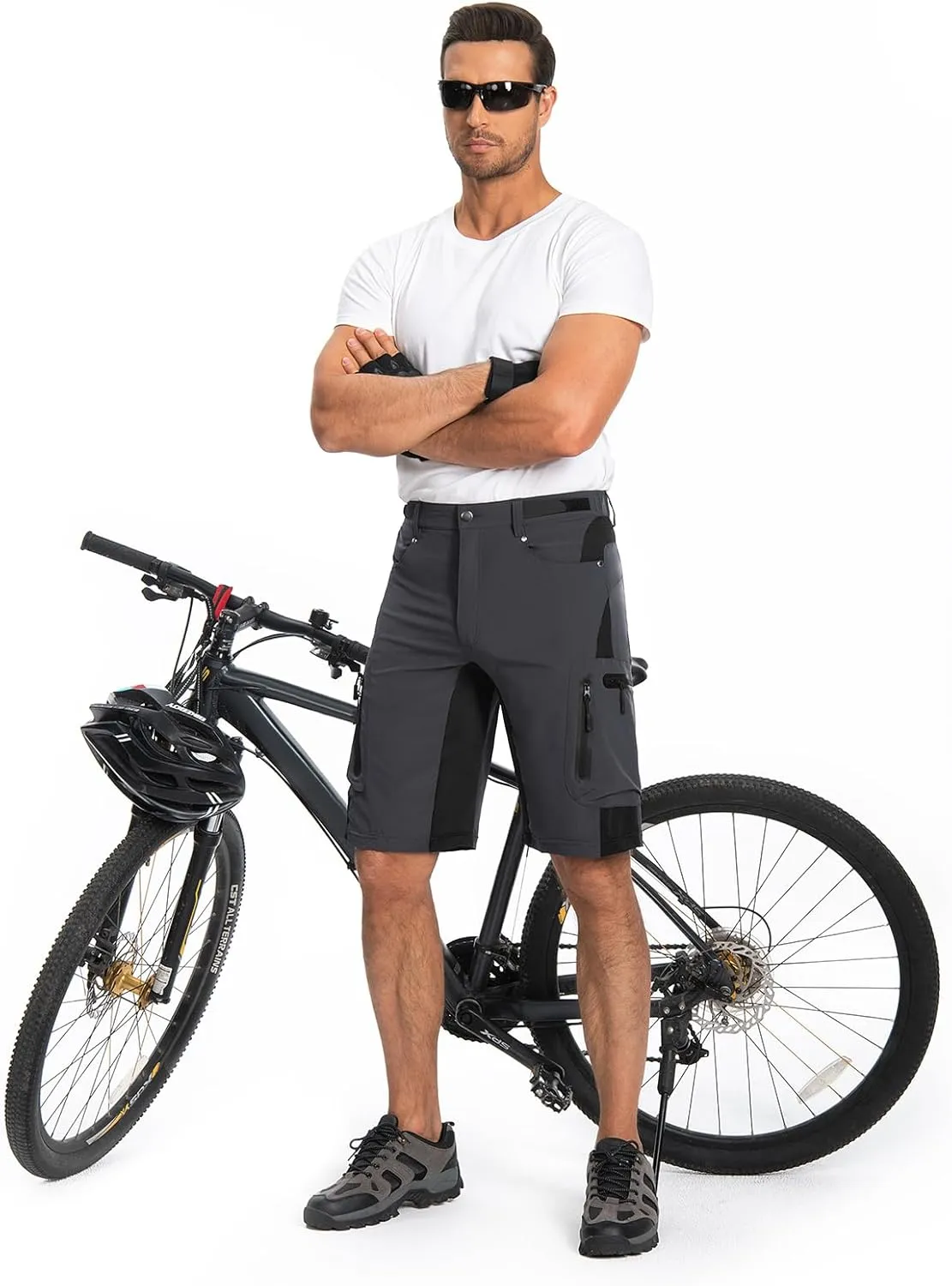 Hiauspor Mens Hiking Cargo Shorts Lightweight Water-Resistant Quick Dry Stretch for Casual Golf Fishing Tactical Bike Outdoor
