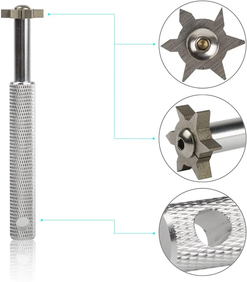 HIFROM Groove Sharpener with 6 Heads - Golf Club Groove Sharpener Re-Grooving Tool and Cleaner for All Irons Pitching Sand Lob Gap and Approach Wedges and Utility Clubs 