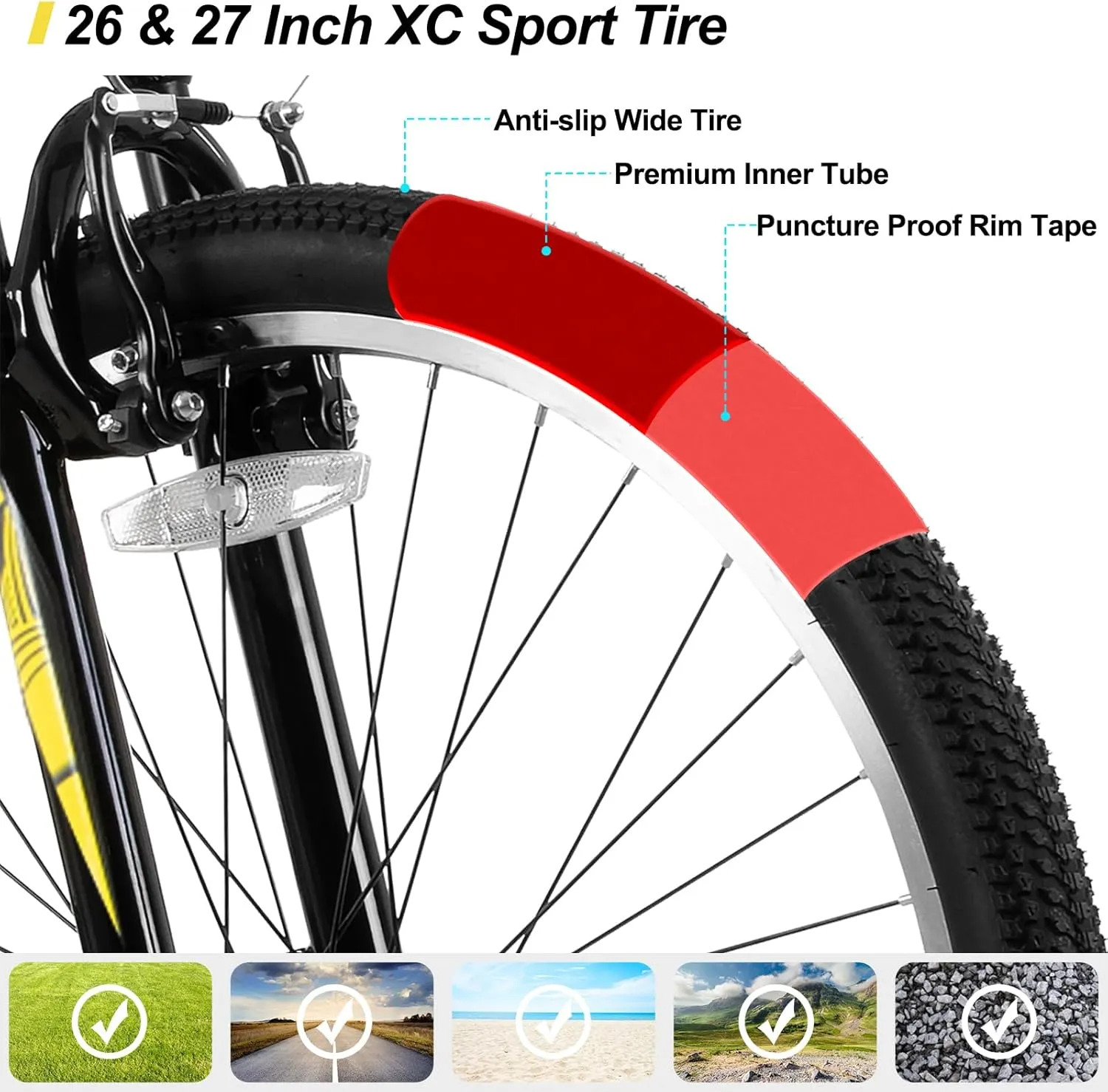 Hiland Adult 26 Inch Mountain Bike, Mens and Womens Bicycle with 21 Speed, High-Carbon Steel Frame Mountain Bicycle, Sport MTB for Men Women