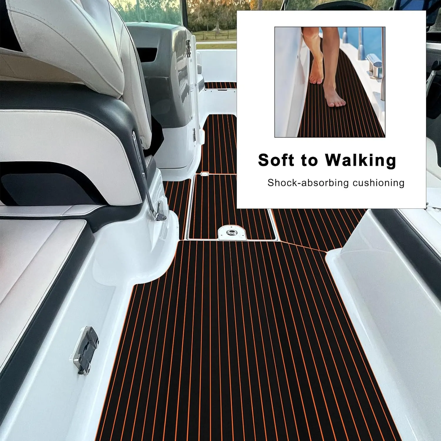 HZshark Boat Flooring EVA Foam Boat Decking Self-Adhesive 6mm Non Slip Marine Floor Teak Boat Carpet Soft Foam Decking for Boat Yacht Kayak Motorboat Golf Cart RV Ramp Golf Cart Cooler Tops