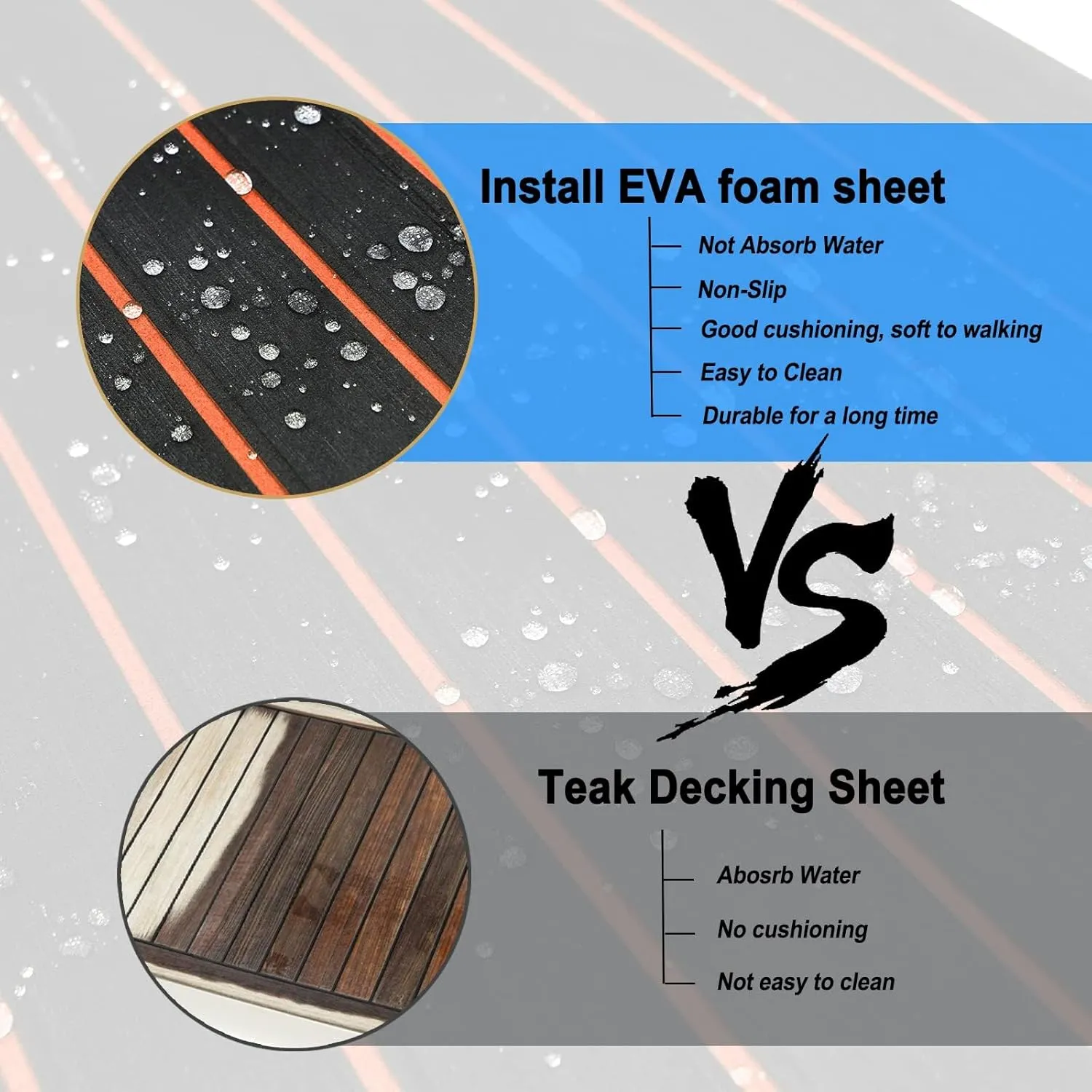 HZshark Boat Flooring EVA Foam Boat Decking Self-Adhesive 6mm Non Slip Marine Floor Teak Boat Carpet Soft Foam Decking for Boat Yacht Kayak Motorboat Golf Cart RV Ramp Golf Cart Cooler Tops