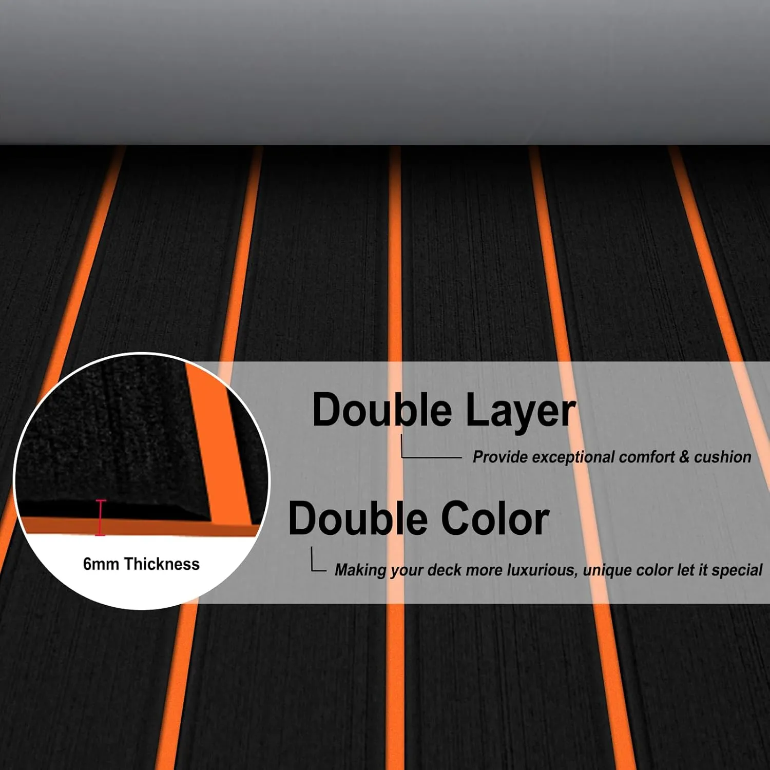 HZshark Boat Flooring EVA Foam Boat Decking Self-Adhesive 6mm Non Slip Marine Floor Teak Boat Carpet Soft Foam Decking for Boat Yacht Kayak Motorboat Golf Cart RV Ramp Golf Cart Cooler Tops