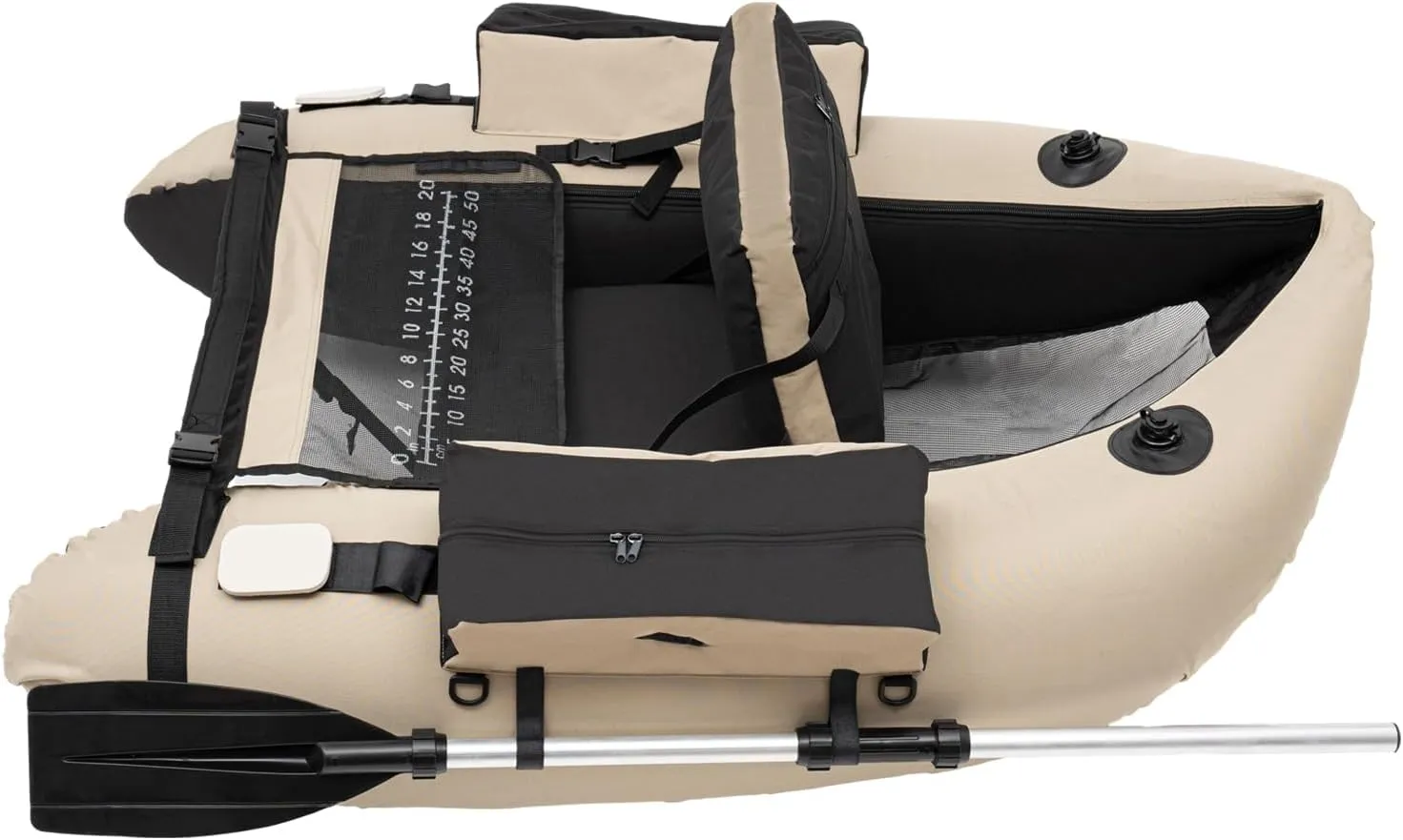 Inflatable Fishing Boat with 90-180 Adjustable Backrest, 286.6lbs Load Capacity, Hand Pump, and Storage Pockets, Ideal for Outdoor Fishing, Rafting, and Exploring