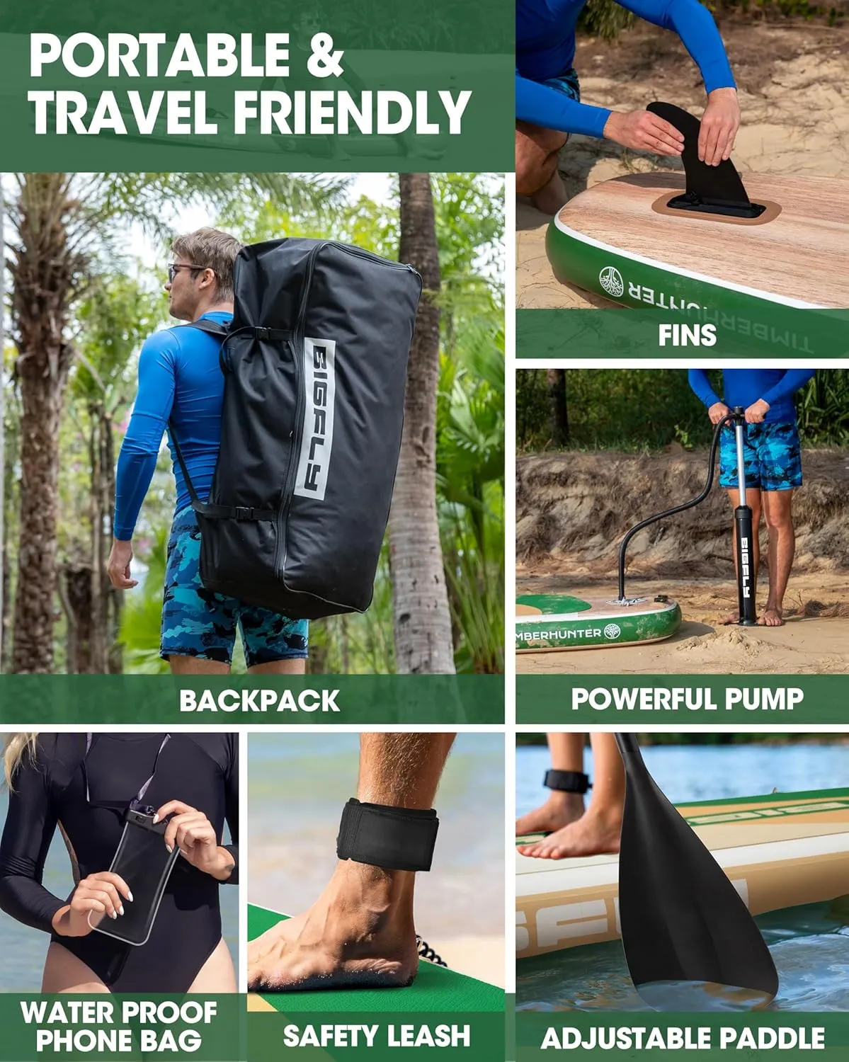 Inflatable Stand Up Paddle Board 11*34*6, Blow Up Paddle Board for Adults,with Detachable Fins, Pump, Floating Paddle, Safety Leash,Backpack