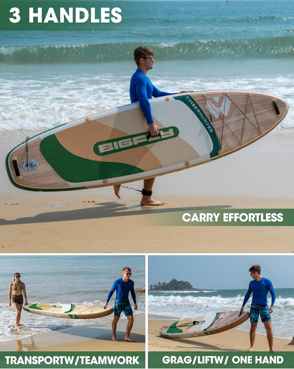 Inflatable Stand Up Paddle Board 11*34*6, Blow Up Paddle Board for Adults,with Detachable Fins, Pump, Floating Paddle, Safety Leash,Backpack