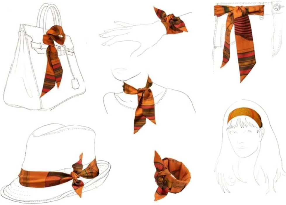 JERLA 100% Mulberry silk Scarf Head Hair Ribbon Handbag Handle wrap Tie Bundle Neckerchief Scarf for women