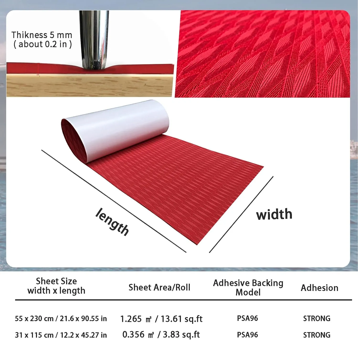 KXKZREN EVA Foam Boat Decking Self-Adhesive Boat Flooring Sheet Non-Skid DIY Traction Pads Grip Mat for Boat Kayak Yacht SUP Board Canoe Golf Cart RV Flooring, 21.6" x 90.55"/12.2"x 45.2"