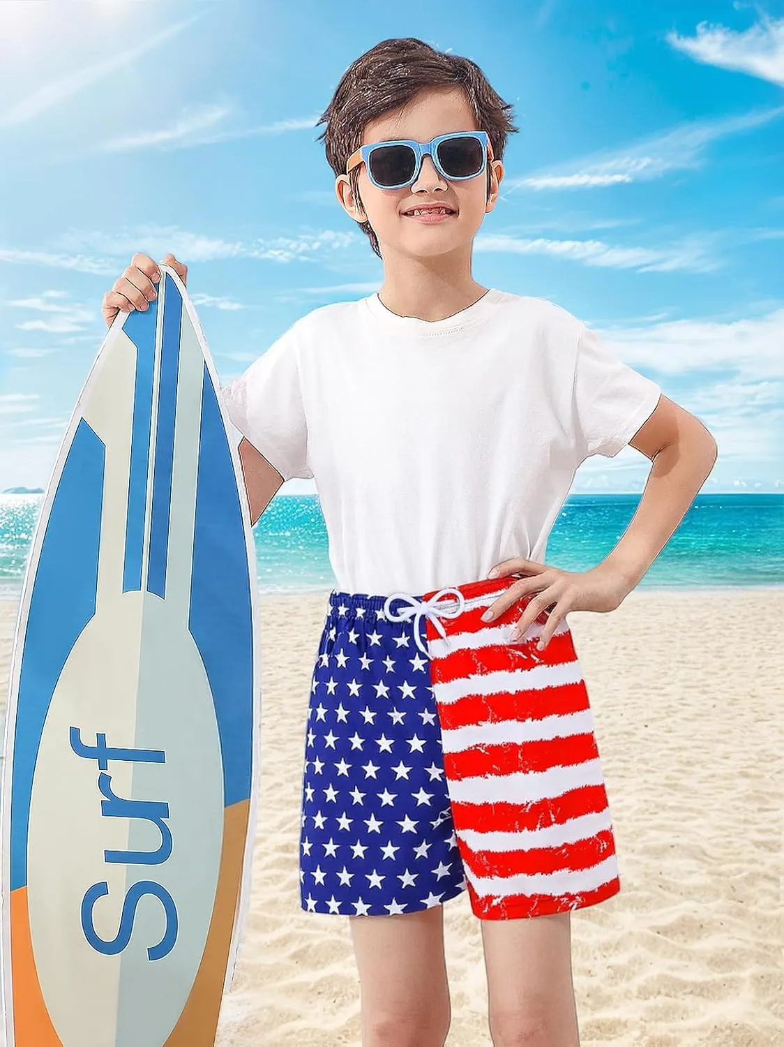 Little Boys Swim Trunks with Boxer Mesh Liner Swim Shorts Kids Quick Dry Bathing Suit Swimwear 4-12T