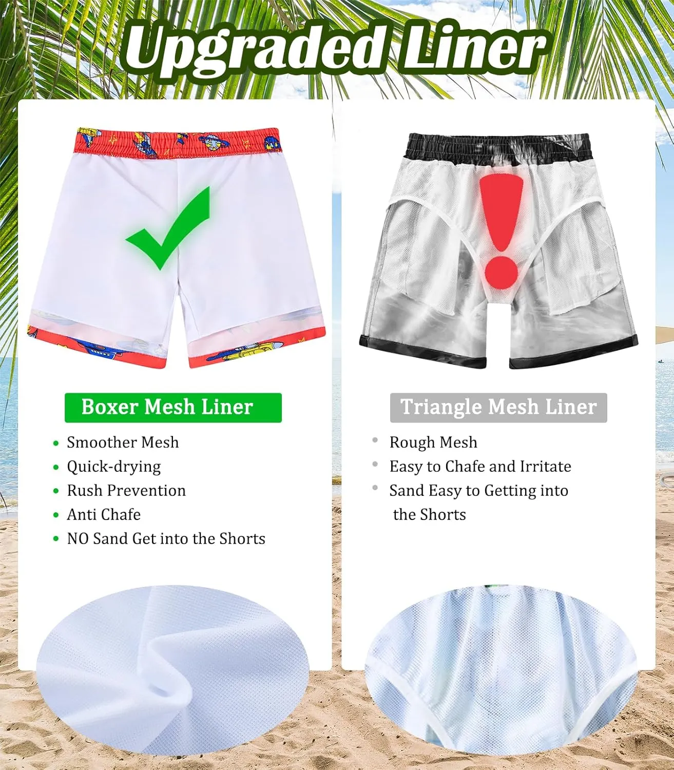 Little Boys Swim Trunks with Boxer Mesh Liner Swim Shorts Kids Quick Dry Bathing Suit Swimwear 4-12T