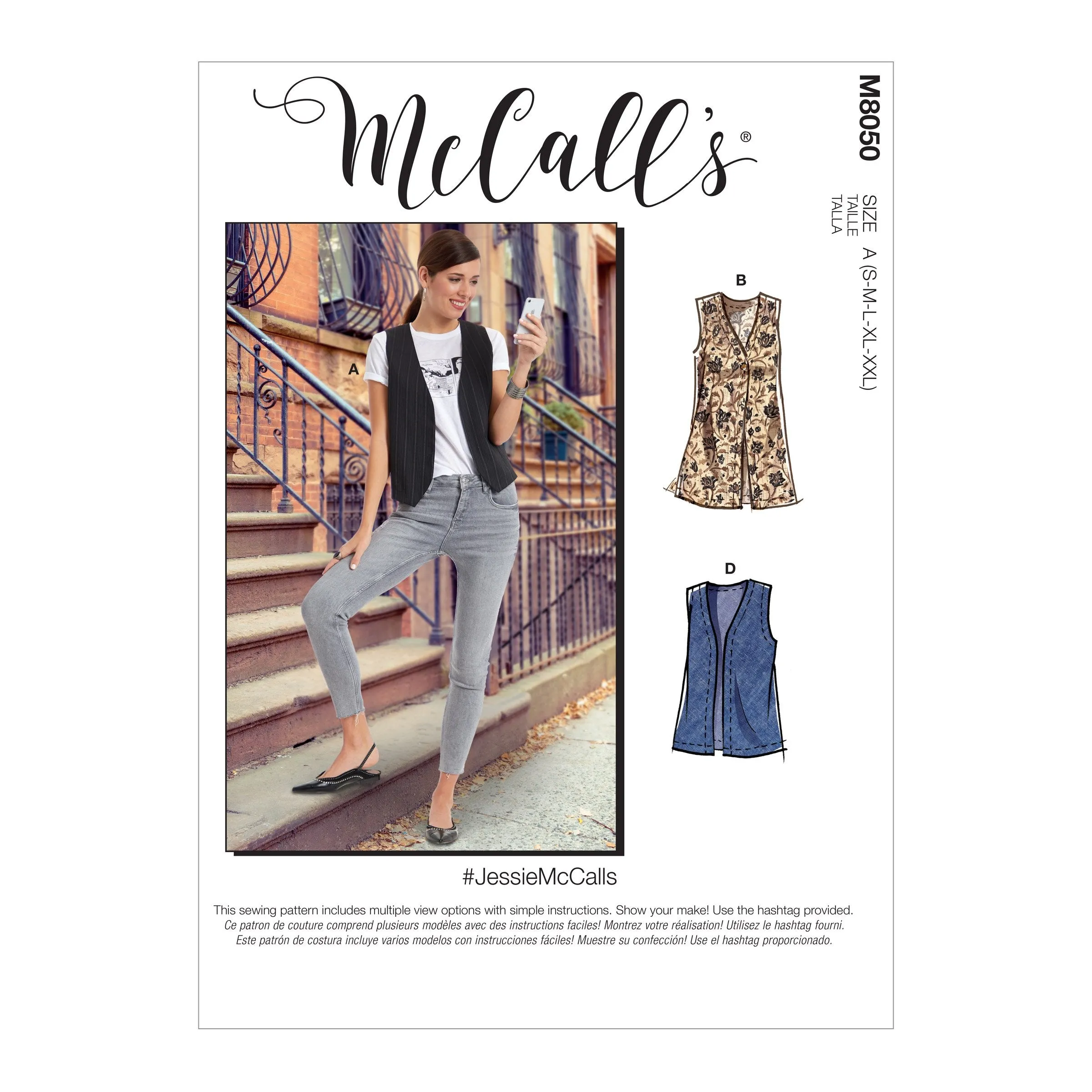 McCall's pattern 8050 Unlined Vests In Two Lengths