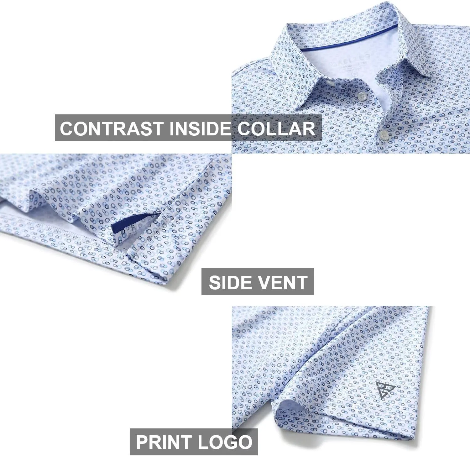 Men's Golf Polo Shirts Short Sleeve Striped Performance Moisture Wicking Dry Fit Golf Shirts for Men