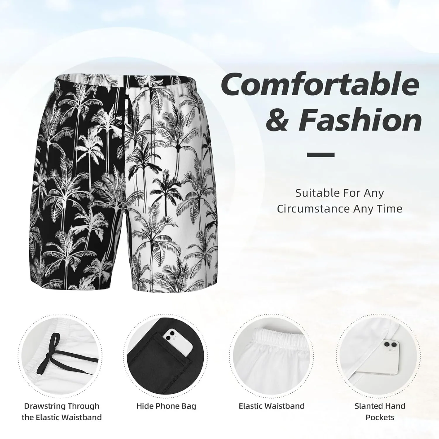 Men's Quick-Dry Swimming Trunks 7 Inch with Compression Liner 2 in 1 Beach Swim Board Shorts with Pockets