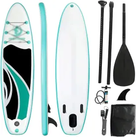 Paddleboard 10'6"x 30''x 6" Inflatable Board Green/Orange Stand Up Paddle Water Sport Surfing Surfboard (Green)