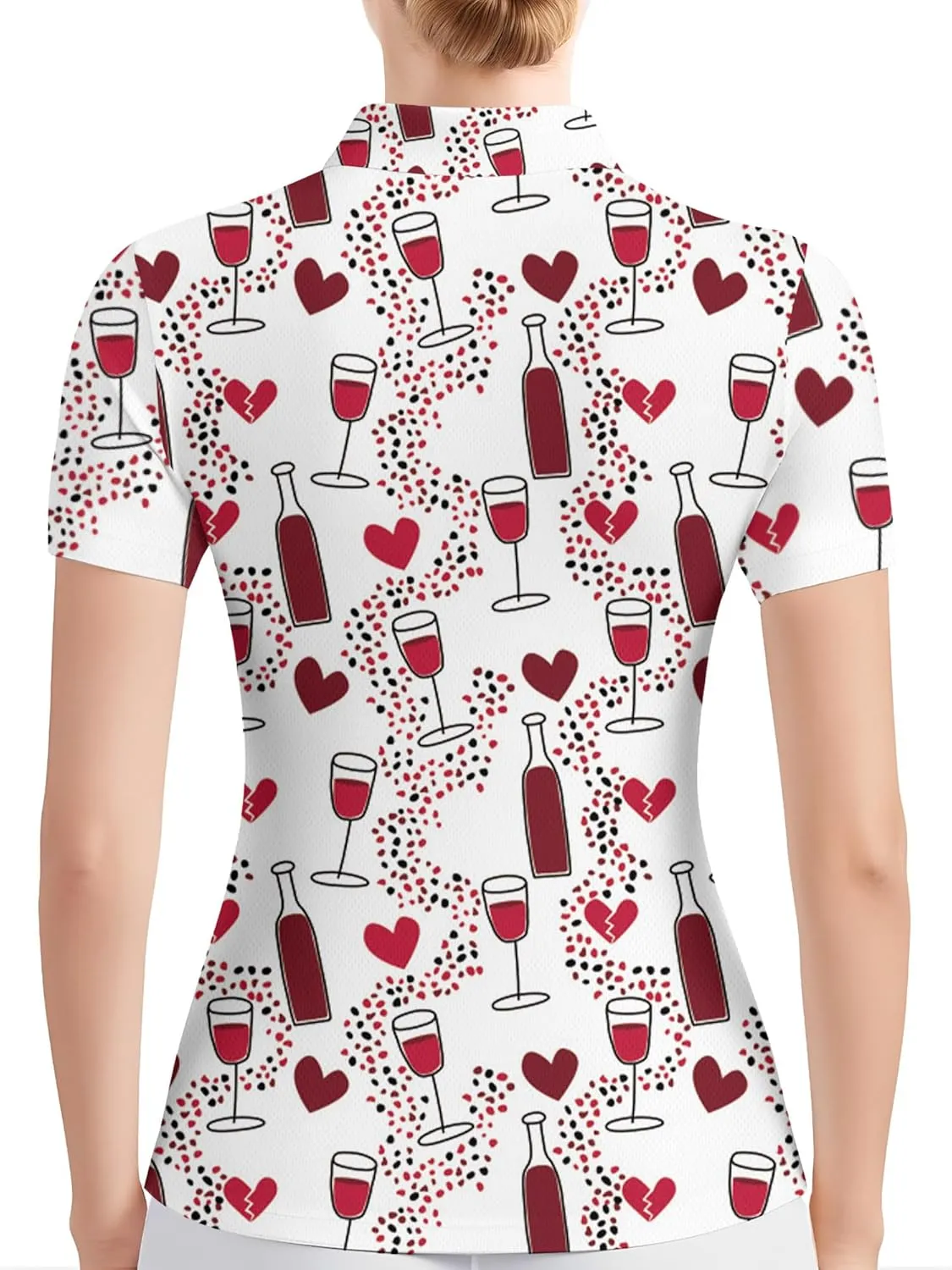 PAGYMO Funny Golf Shirts for Women Print Crazy Pattern Cute Novelty Moisture Wicking Short Sleeve Tennis Polo Shirt