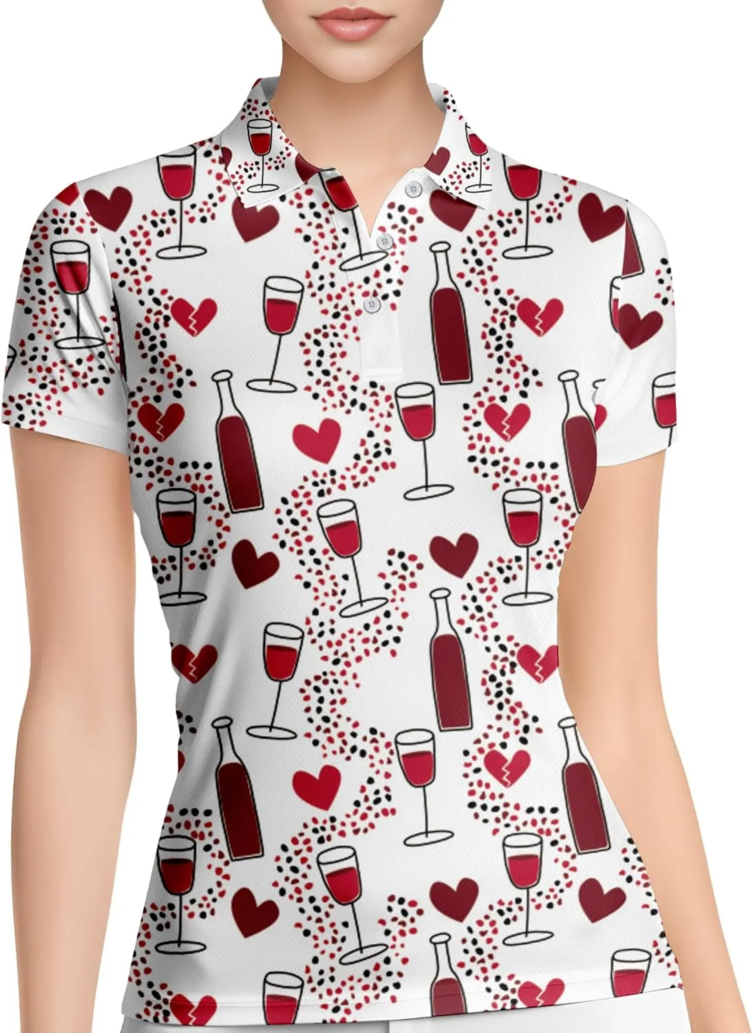 PAGYMO Funny Golf Shirts for Women Print Crazy Pattern Cute Novelty Moisture Wicking Short Sleeve Tennis Polo Shirt