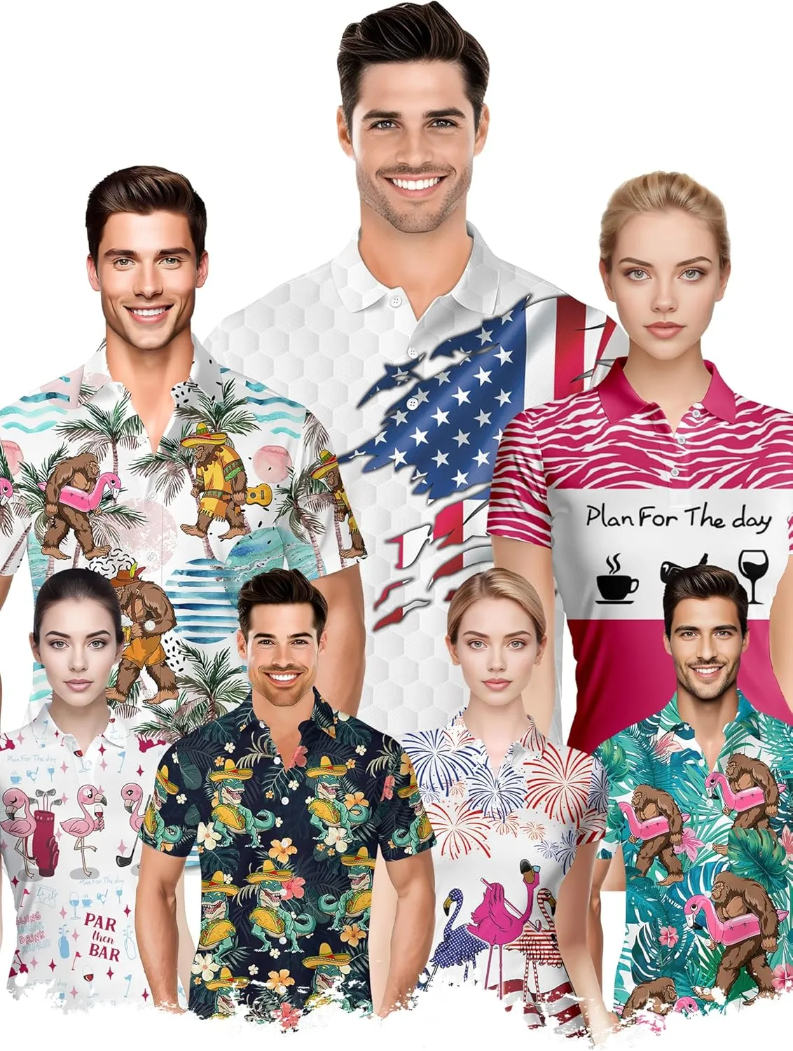 PAGYMO Funny Golf Shirts for Women Print Crazy Pattern Cute Novelty Moisture Wicking Short Sleeve Tennis Polo Shirt