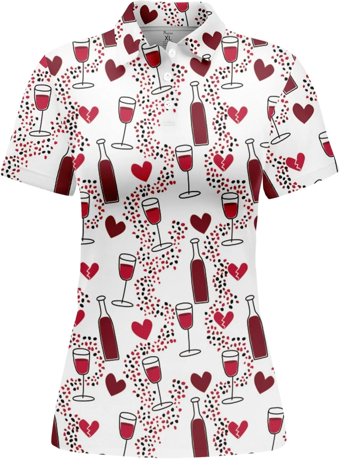 PAGYMO Funny Golf Shirts for Women Print Crazy Pattern Cute Novelty Moisture Wicking Short Sleeve Tennis Polo Shirt