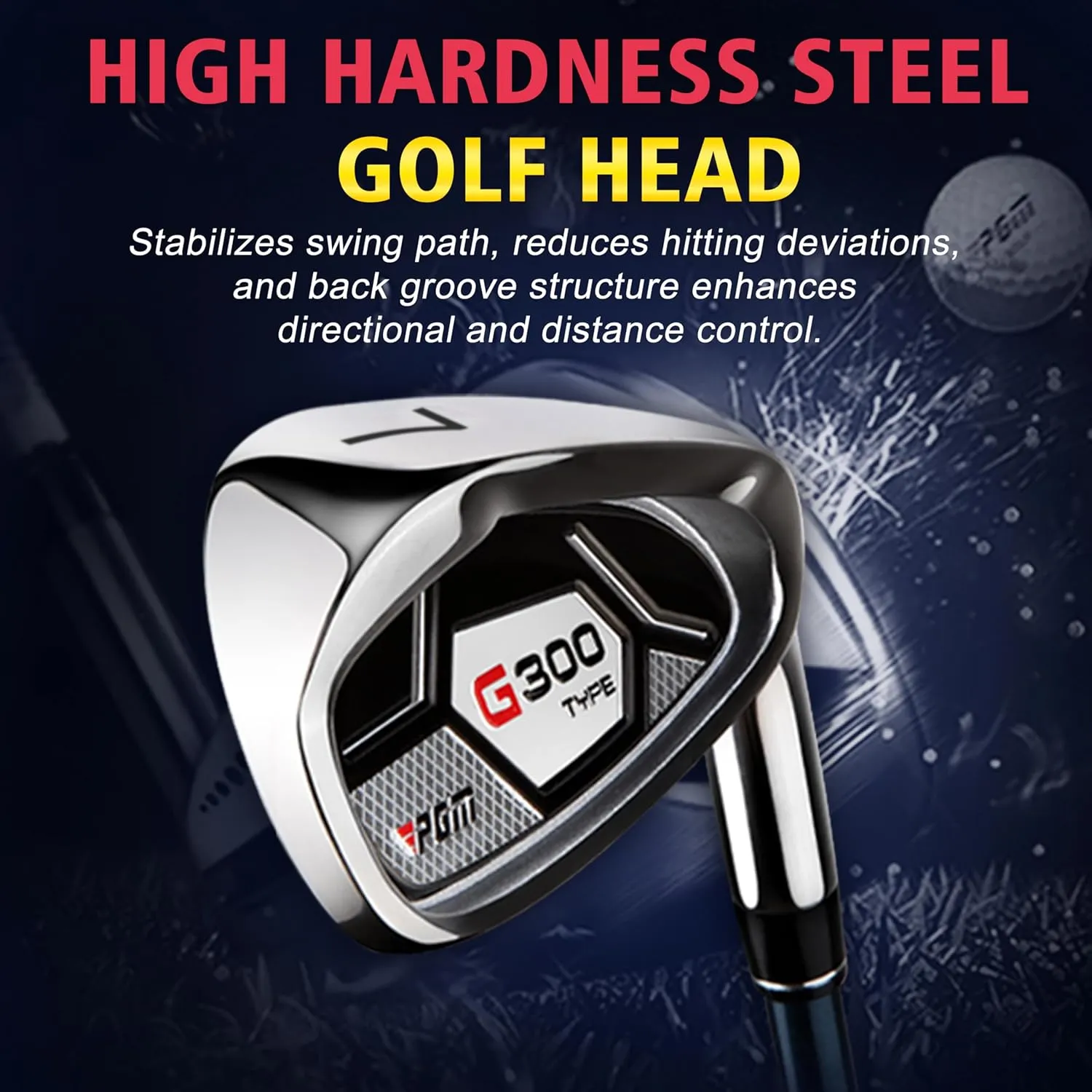 PGM Men's G300 Type 9/12 Pieces Complete Golf Club Set - Titanium #1 Driver, Draw-Biased Hybrid, High-Strength Stainless Steel Iron Set, High Forgiveness Putter, with Stand Bag
