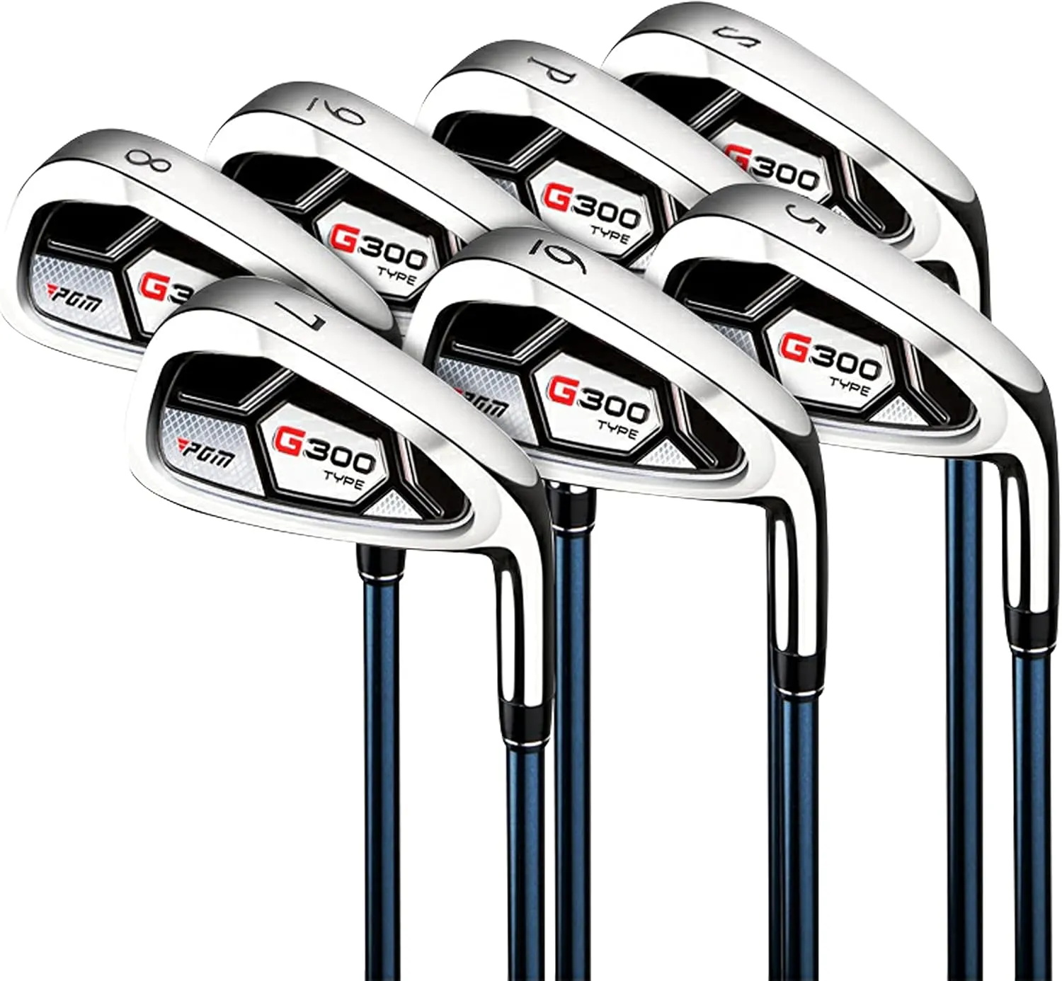 PGM Men's G300 Type 9/12 Pieces Complete Golf Club Set - Titanium #1 Driver, Draw-Biased Hybrid, High-Strength Stainless Steel Iron Set, High Forgiveness Putter, with Stand Bag