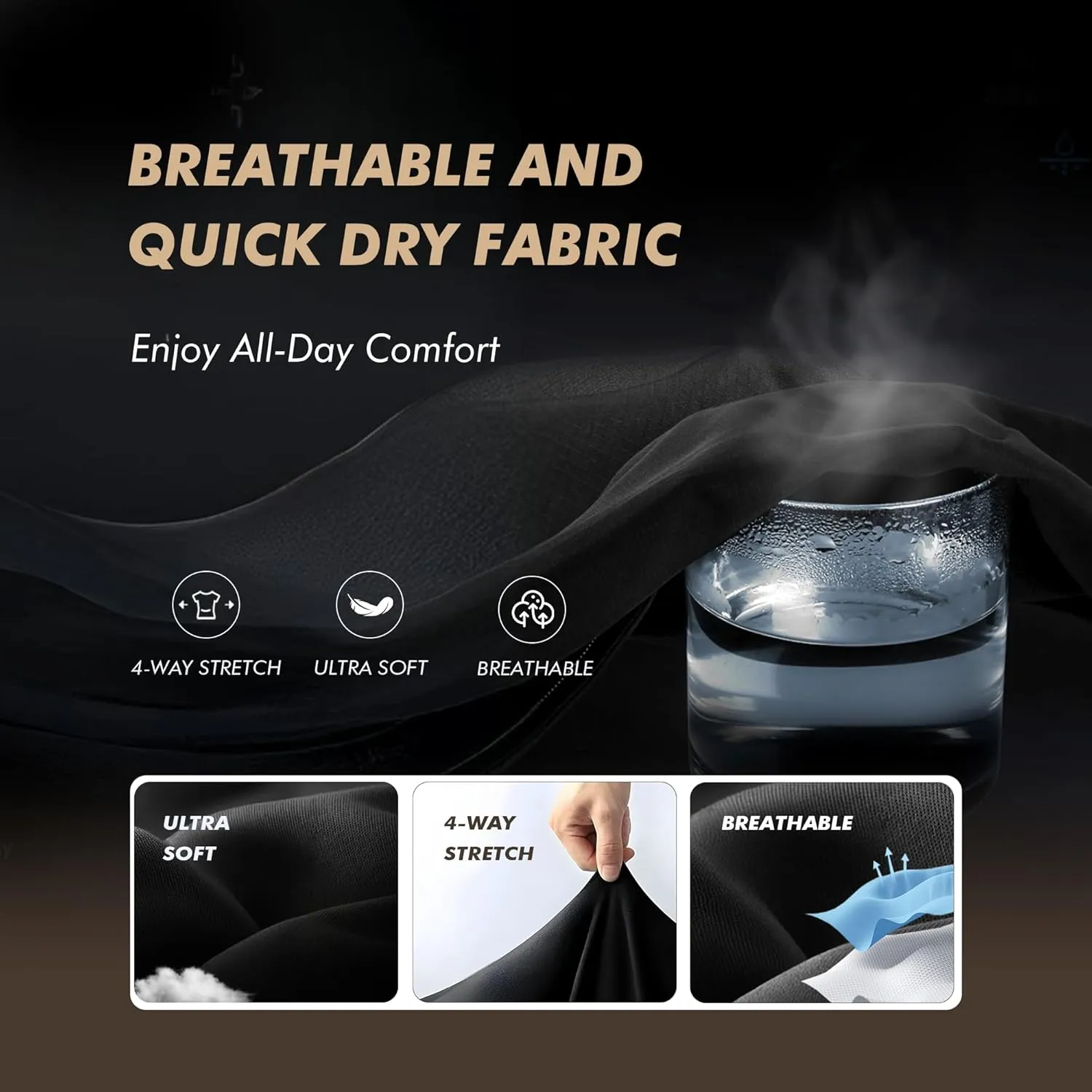 Polo Shirts for Men - Quick Dry Moisture Wicking Black Short Sleeve Performance Golf T Shirts for Casual Work Athletic