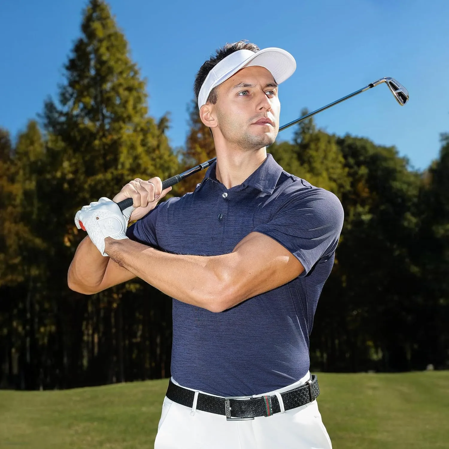 Polo Shirts for Men - Quick Dry Moisture Wicking Black Short Sleeve Performance Golf T Shirts for Casual Work Athletic