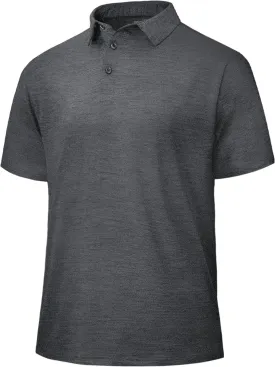 Polo Shirts for Men - Quick Dry Moisture Wicking Black Short Sleeve Performance Golf T Shirts for Casual Work Athletic