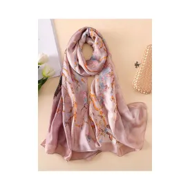 Purple Embroidered Split-Joint Shawl Scarf