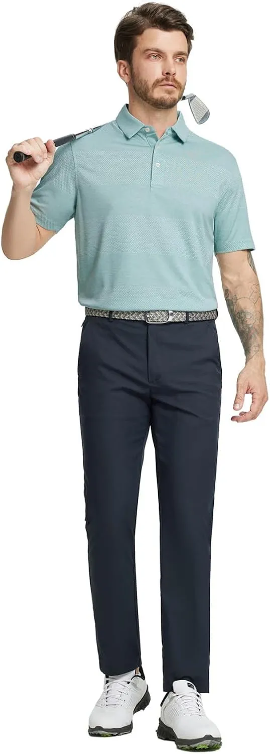 Rouen Golf Shirts for Men Dry Fit Short Sleeve Performance Moisture Wicking Casual Texture Heather Jacquard Mens Polo Shirts