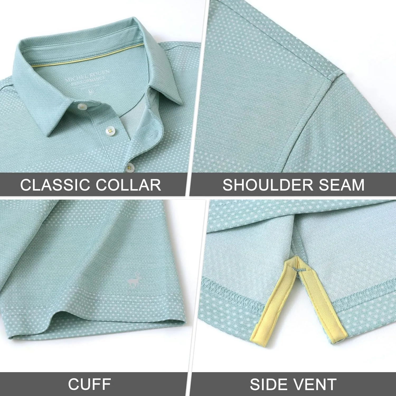 Rouen Golf Shirts for Men Dry Fit Short Sleeve Performance Moisture Wicking Casual Texture Heather Jacquard Mens Polo Shirts