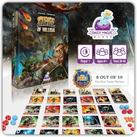 Siege of Valeria Board Game - Tower Defense Solo Board Game with Dice Rolling and Combo Cards. Single Player Fun with Fast Paced Gameplay