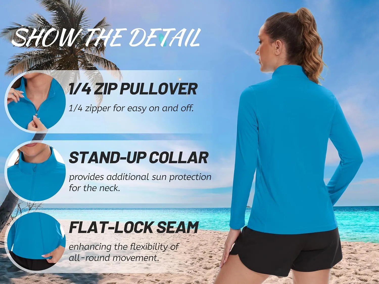 TACVASEN Women's Quarter Zip Pullover Golf Shirts UPF 50  Long Sleeve Sun Shirts UV Protection Workout Tops