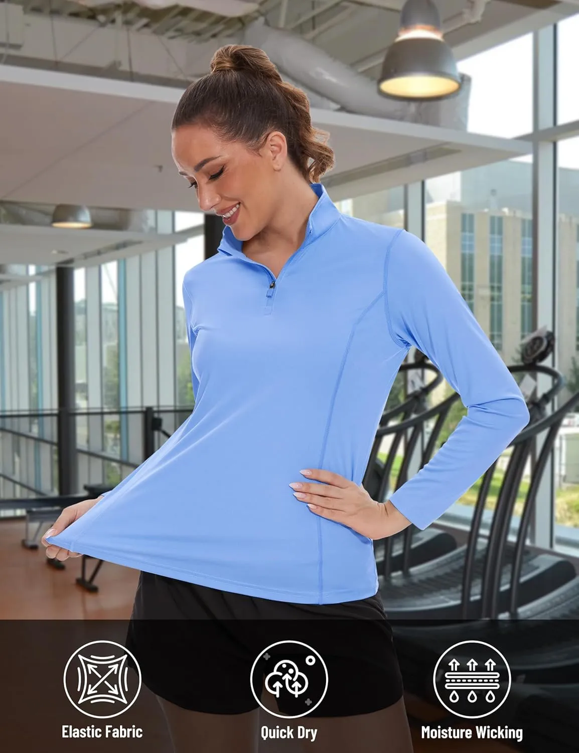 TACVASEN Women's Quarter Zip Pullover Golf Shirts UPF 50  Long Sleeve Sun Shirts UV Protection Workout Tops