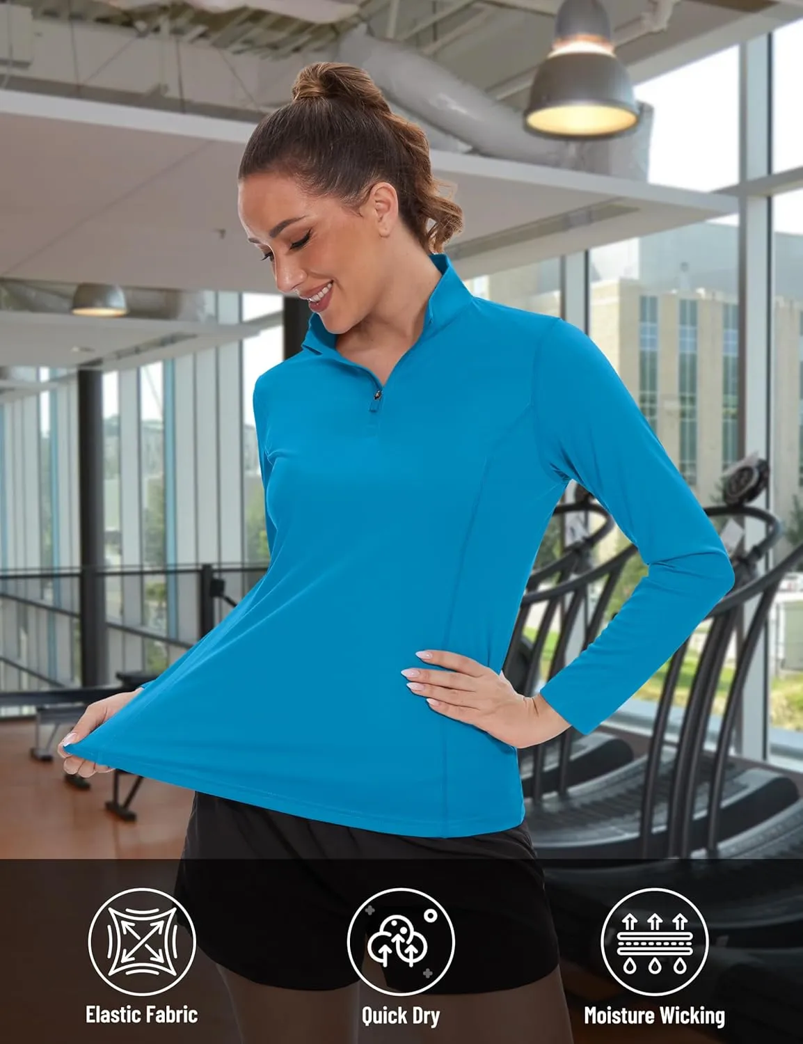 TACVASEN Women's Quarter Zip Pullover Golf Shirts UPF 50  Long Sleeve Sun Shirts UV Protection Workout Tops