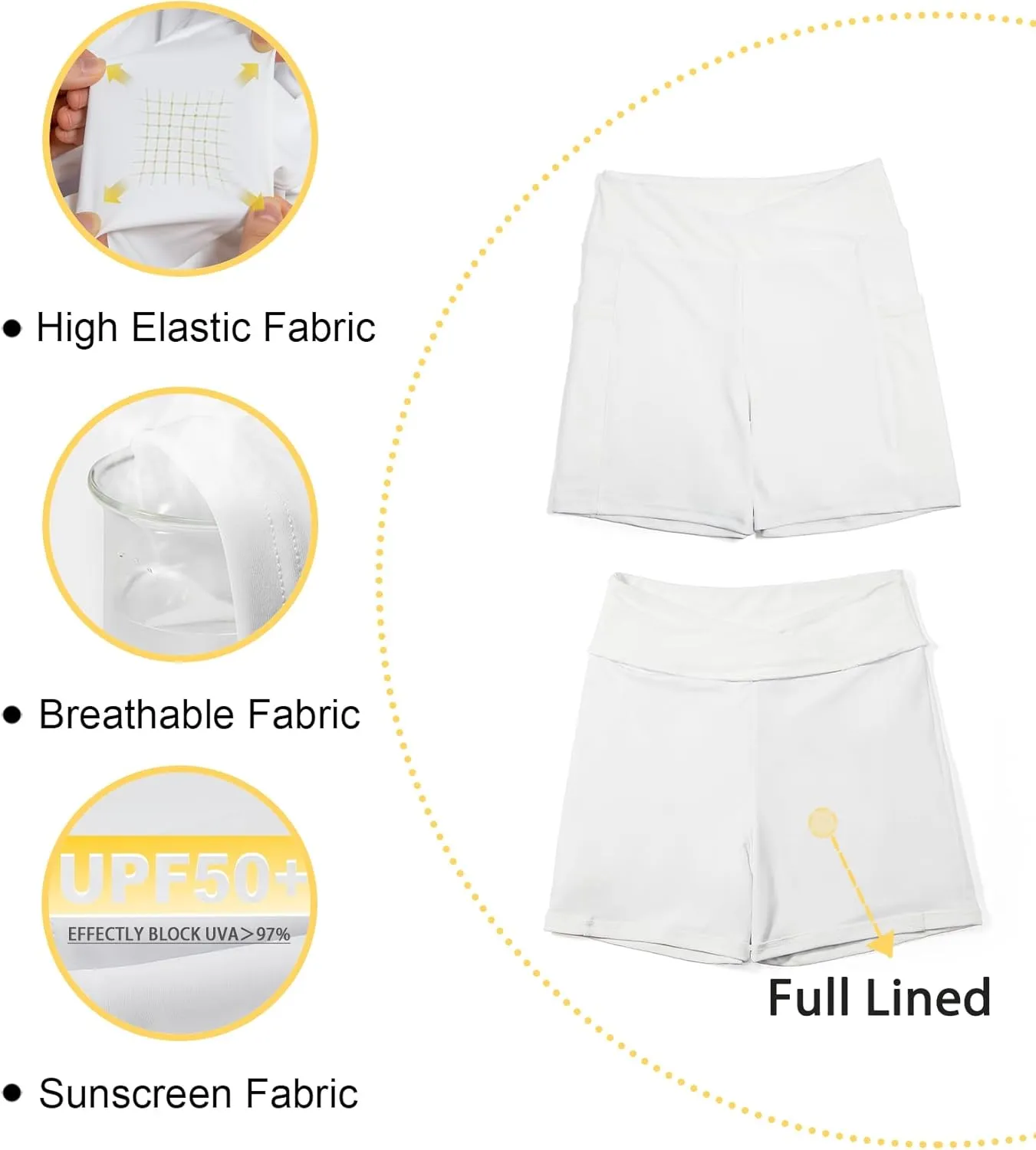Tournesol Women's 4" Swim Shorts High Waisted Swimsuit Bottoms Cross Waist Bathing Suit Swimwear Boy Shorts with Pocket