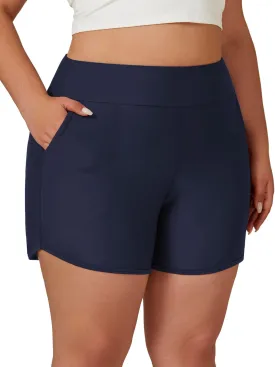 Tournesol Women's Plus Size Swim Shorts High Waisted Board Shorts UPF50  Bathing Suit Bottoms with Pockets 1X-5X